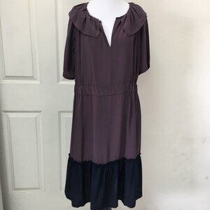 Vena Cava Womens Purple and Black Silk Dress Size 6 Short Sleeve